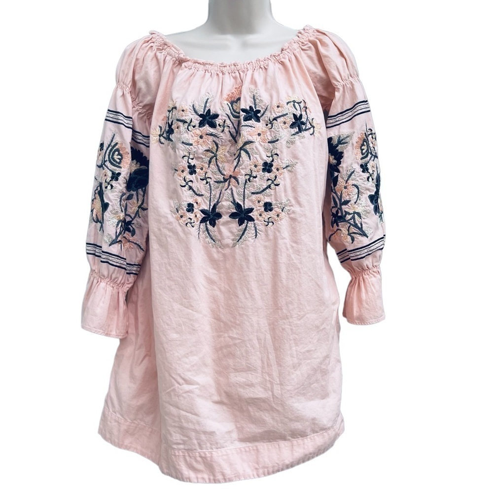 FREE PEOPLE Fleur Du Jour Off-the-Shoulder Embroidered Dress Small soft 8873 - Picture 3 of 11
